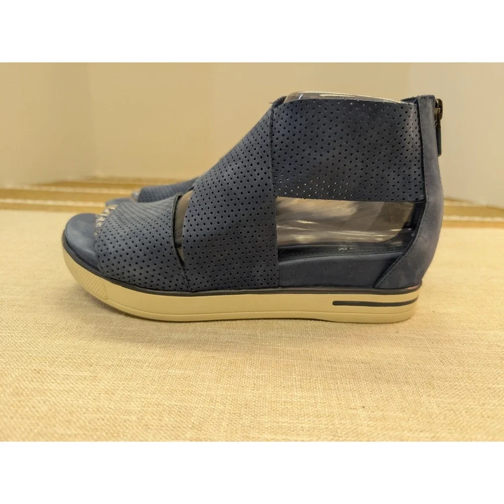 EILEEN FISHER 7 Sport Sandal In Blue Perforated Suede